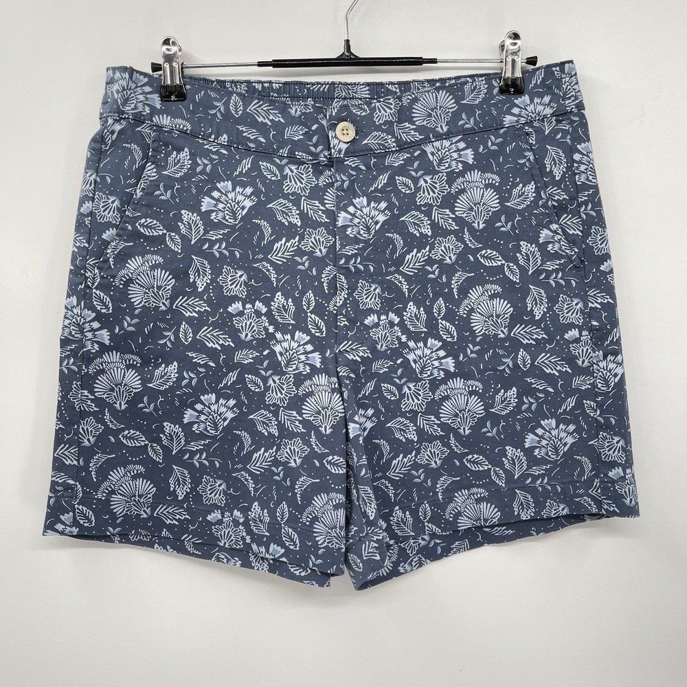Jachs Girlfriend Large Shorts Women Blue Floral Leaf Print Cotton Modal Stretch